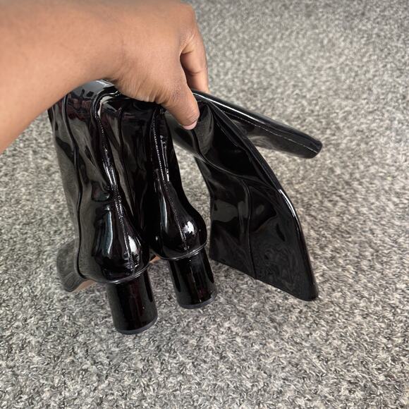 J. Crew Boots Round Heel Tall Patent Leather Size 7.5 Square Toe New - Picture 6 of 7